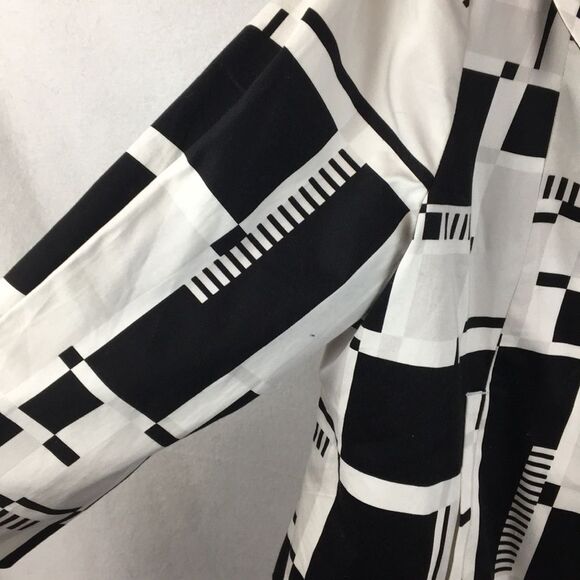 Sandro Black & White Graphic Print Button Up Pea Coat L NEW - Picture 7 of 10